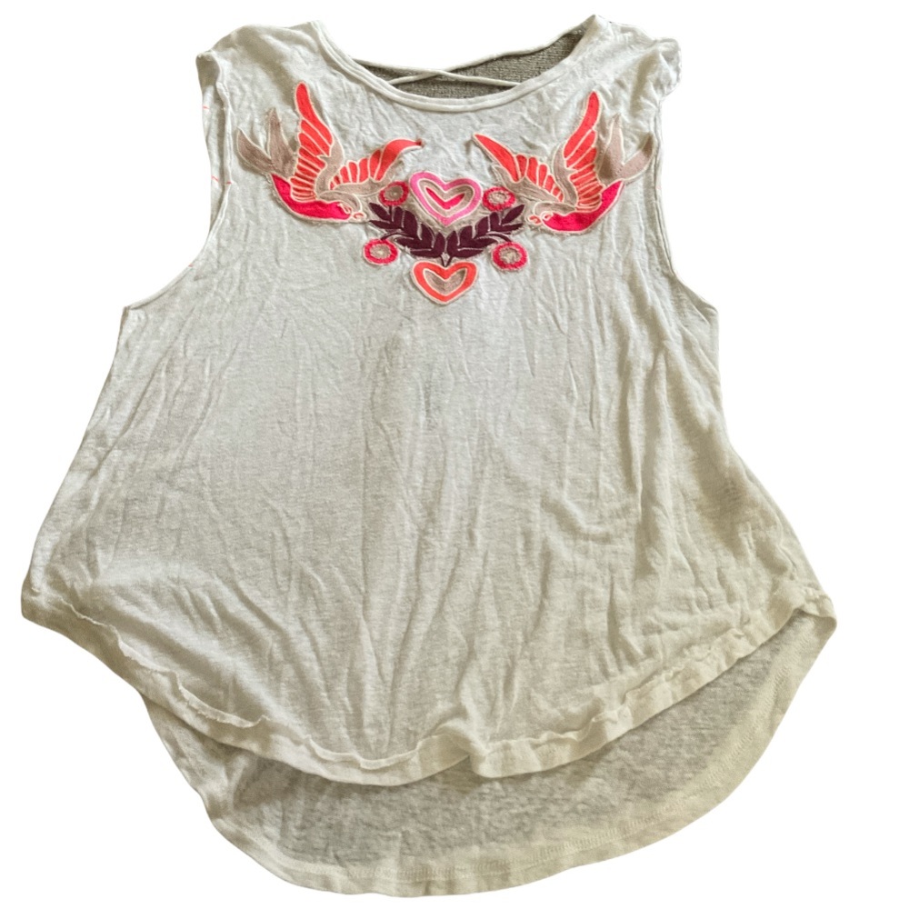 FREE PEOPLE EMBROIDED BIRD & HEART PATCHES SIZE L EXCELLENT CONDITION